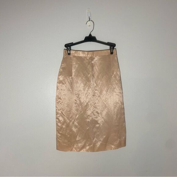 Philippe Adec Paris Shiny Linen Blend Nuetral Pencil Skirt - Picture 2 of 6